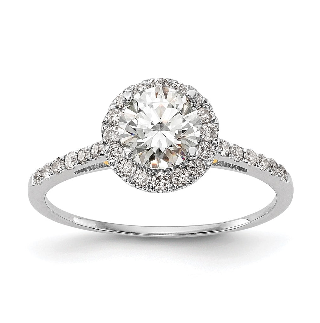 14k Two-tone Halo (Holds 1 carat (6.5mm) Round Center) 1/4 carat Diamond Semi-mount Engagement Ring