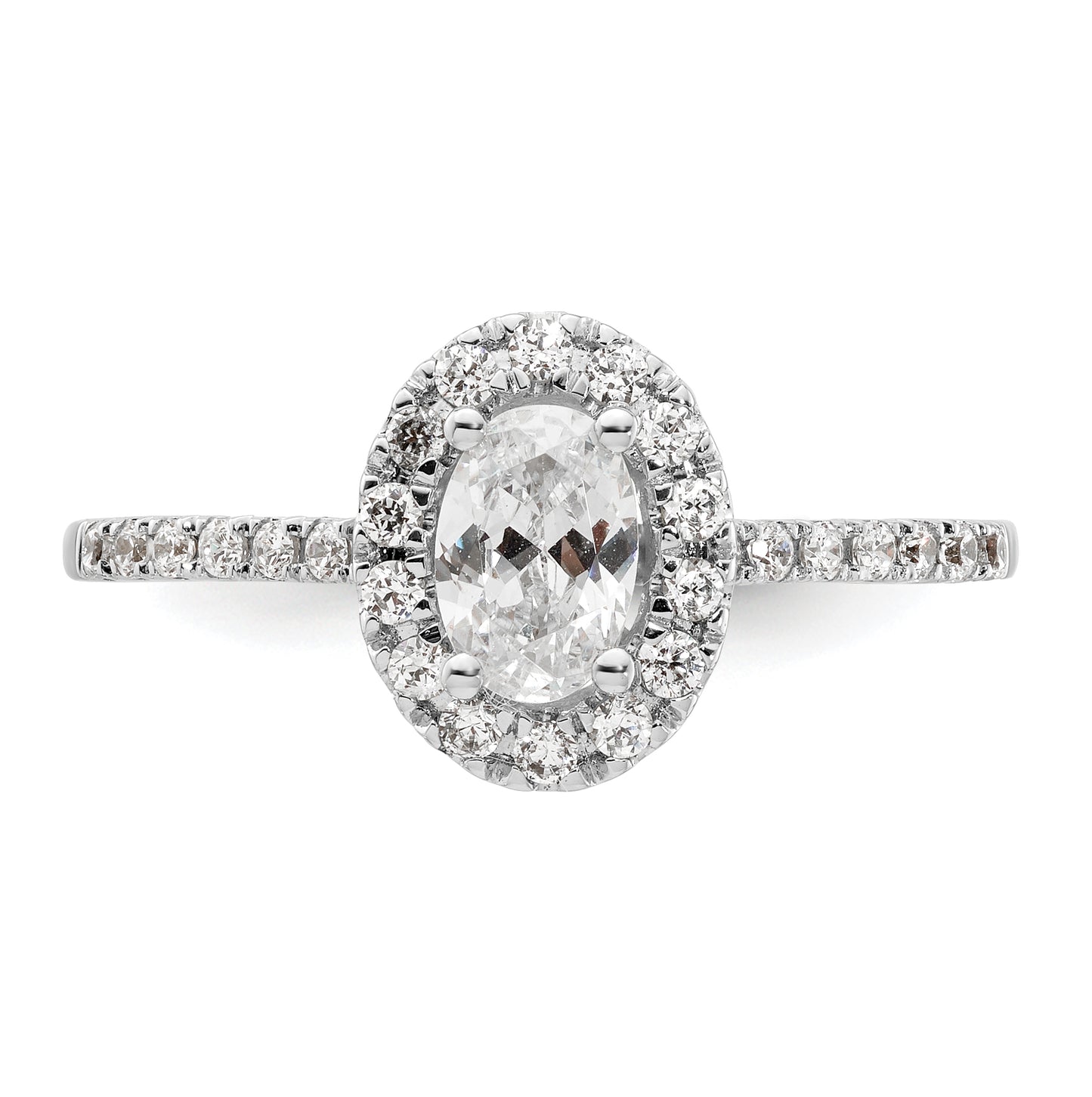 14k White Gold Halo (Holds 1/2 carat (6x4mm) Oval Center) 1/4 carat Diamond Semi-mount Engagement Ring