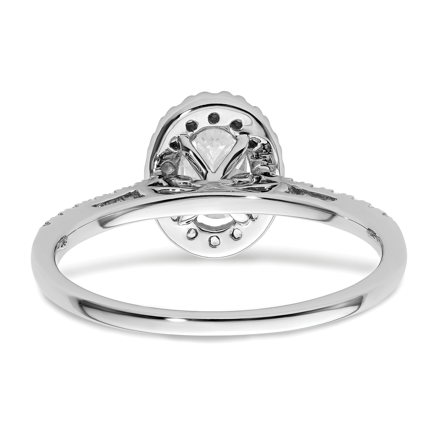 14k White Gold Halo (Holds 1/2 carat (6x4mm) Oval Center) 1/4 carat Diamond Semi-mount Engagement Ring