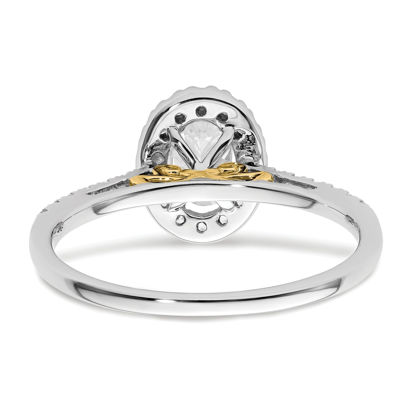 14k Two-tone Halo (Holds 1/2 carat (6x4mm) Oval Center) 1/4 carat Diamond Semi-mount Engagement Ring