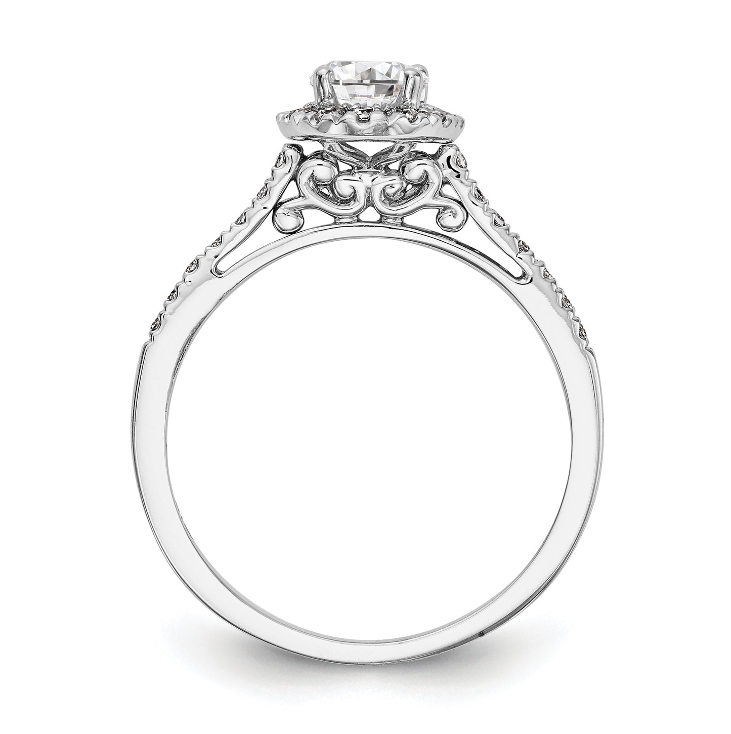 14k White Gold Halo (Holds 1 carat (7x5mm) Oval Center) 1/4 carat Diamond Semi-mount Engagement Ring