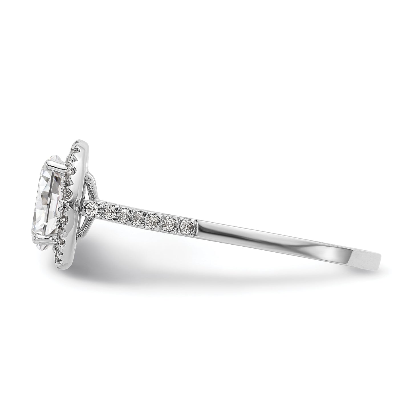 14k White Gold Halo (Holds 1 carat (7x5mm) Oval Center) 1/4 carat Diamond Semi-mount Engagement Ring