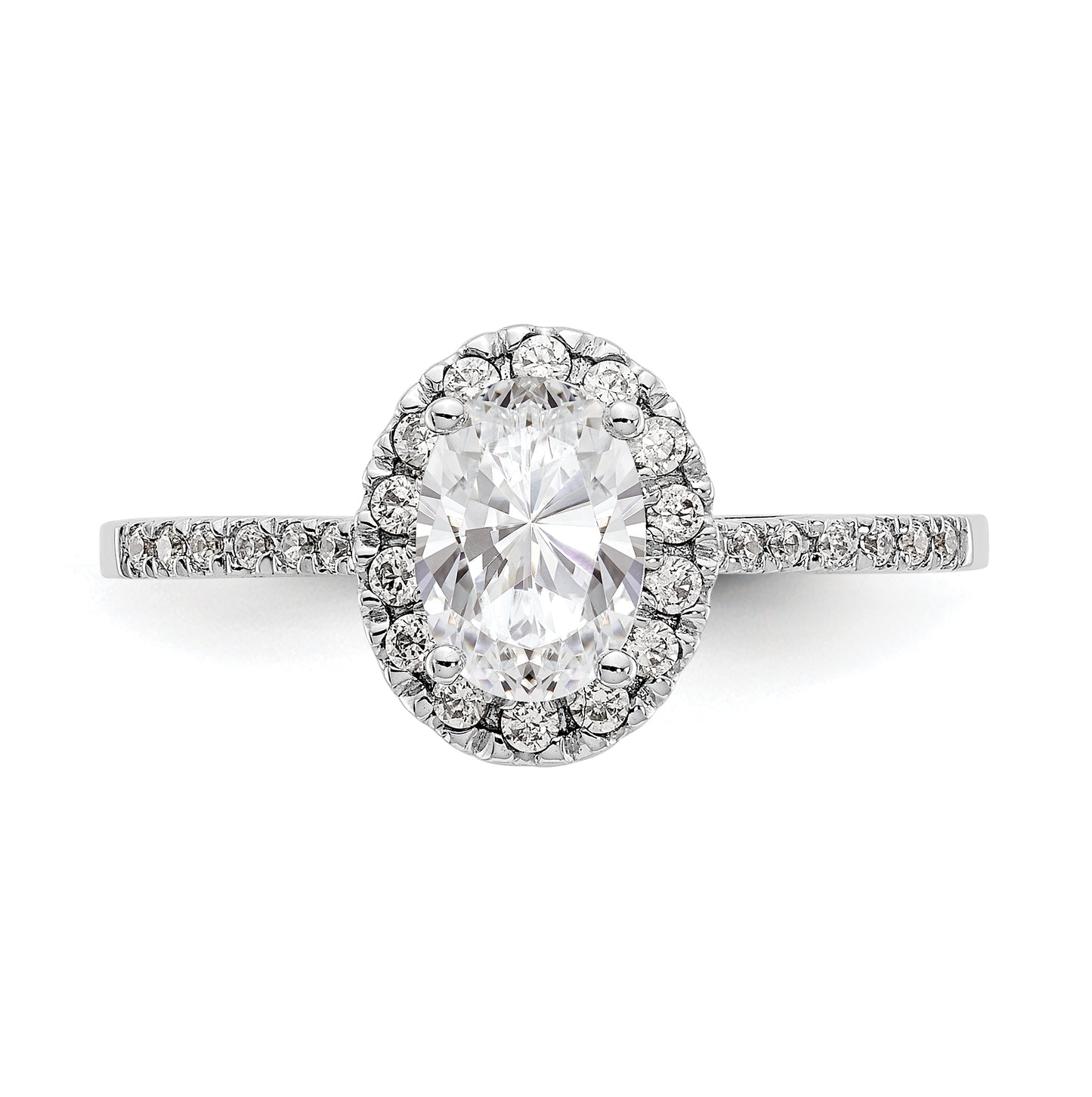 14k White Gold Halo (Holds 1 carat (7x5mm) Oval Center) 1/4 carat Diamond Semi-mount Engagement Ring