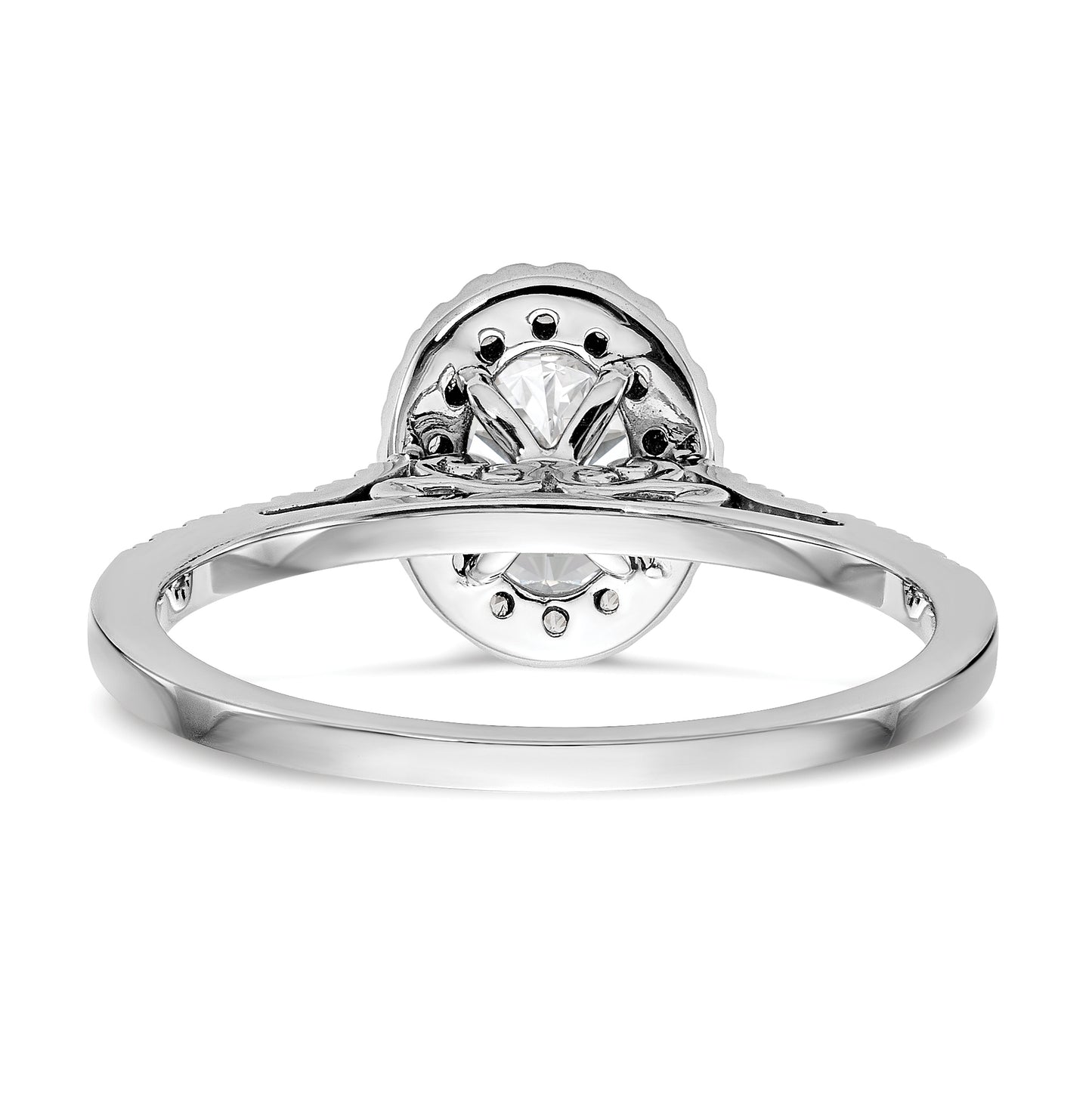 14k White Gold Halo (Holds 1 carat (7x5mm) Oval Center) 1/4 carat Diamond Semi-mount Engagement Ring