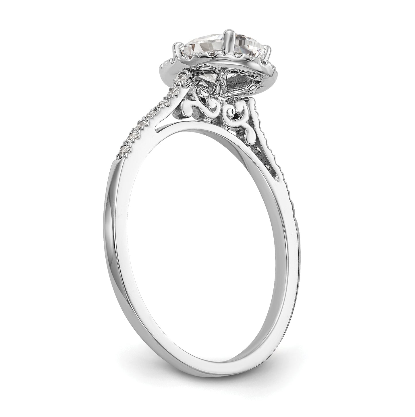 14k White Gold Halo (Holds 1 carat (7x5mm) Oval Center) 1/4 carat Diamond Semi-mount Engagement Ring