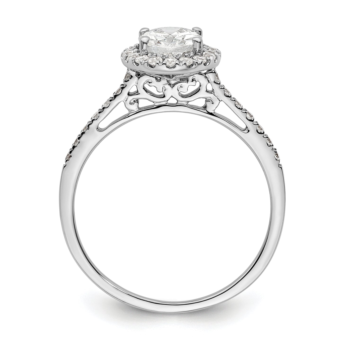 14k White Gold Halo (Holds 1.25 carat (7.5x5.5mm) Oval Center) 1/3 carat Diamond Semi-mount Engagement Ring