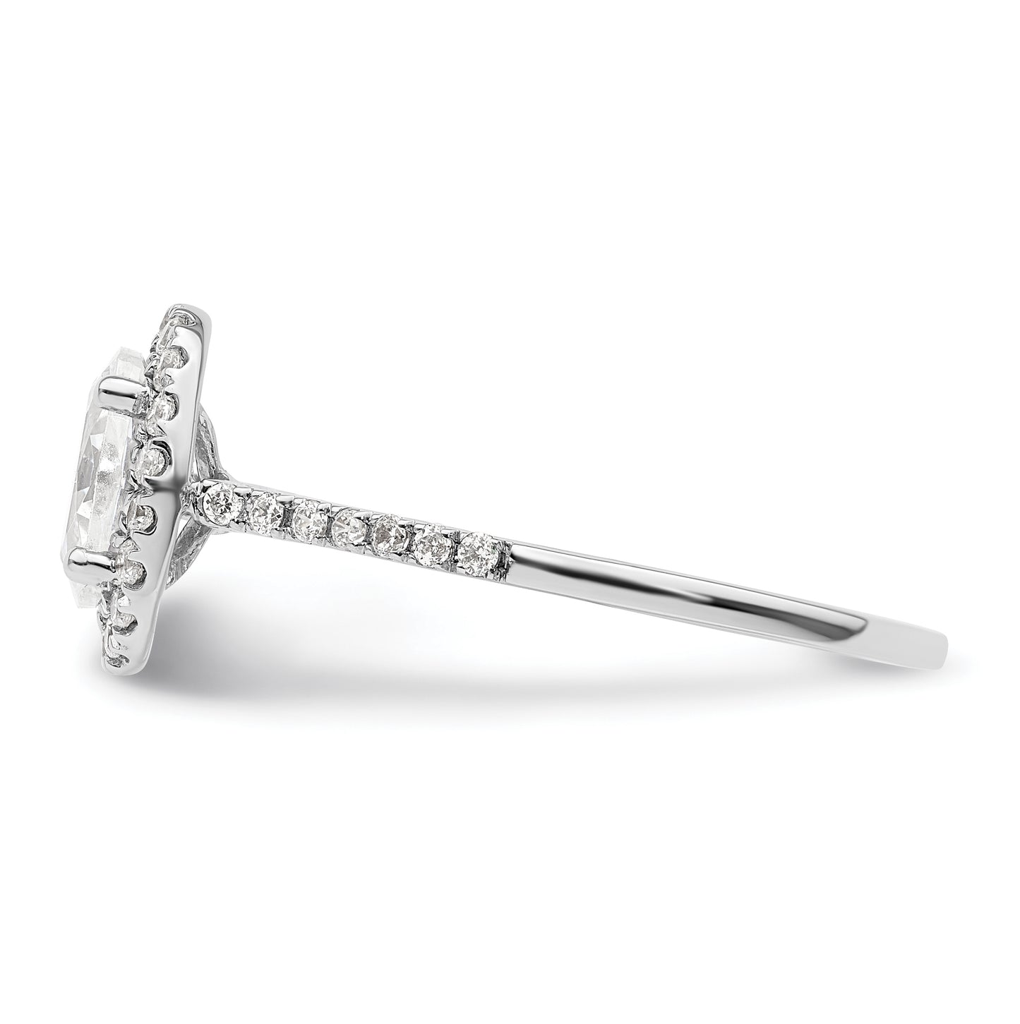 14k White Gold Halo (Holds 1.25 carat (7.5x5.5mm) Oval Center) 1/3 carat Diamond Semi-mount Engagement Ring