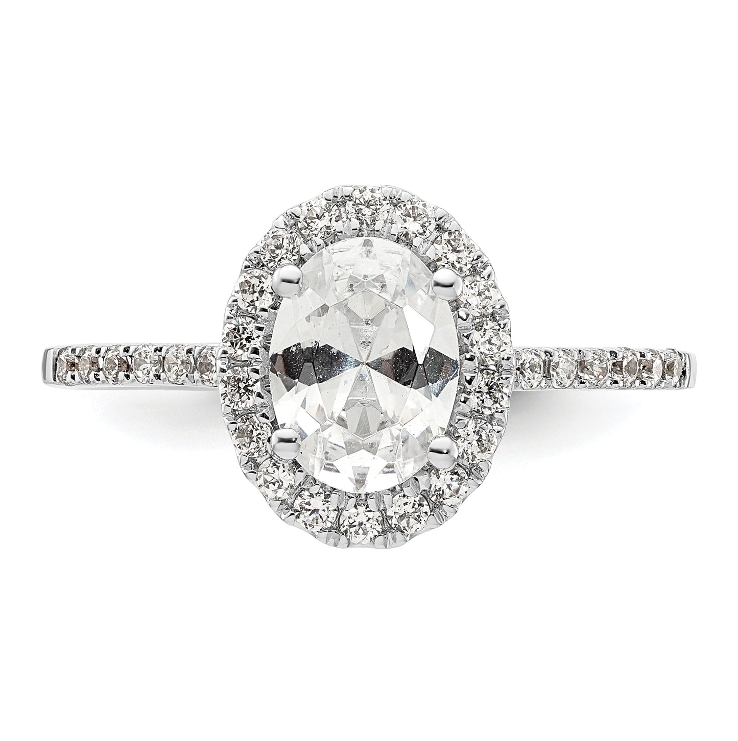 14k White Gold Halo (Holds 1.25 carat (7.5x5.5mm) Oval Center) 1/3 carat Diamond Semi-mount Engagement Ring