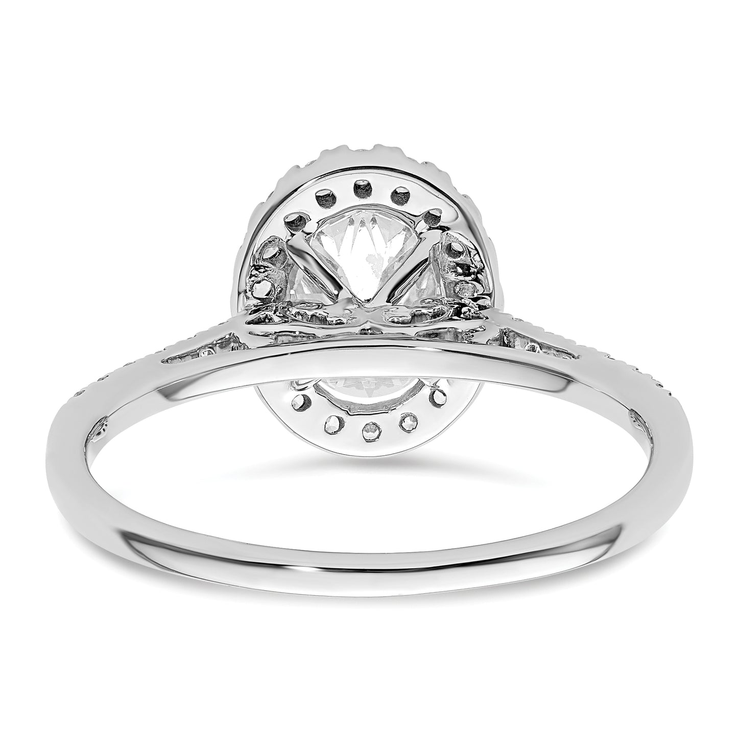 14k White Gold Halo (Holds 1.25 carat (7.5x5.5mm) Oval Center) 1/3 carat Diamond Semi-mount Engagement Ring