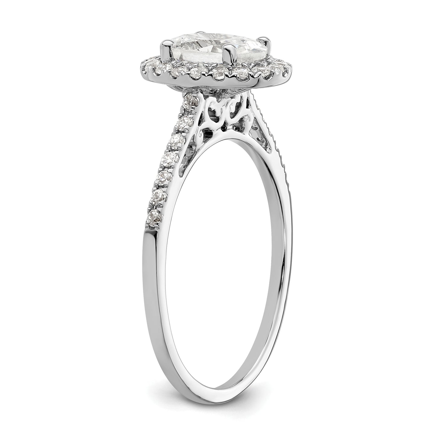 14k White Gold Halo (Holds 1.25 carat (7.5x5.5mm) Oval Center) 1/3 carat Diamond Semi-mount Engagement Ring