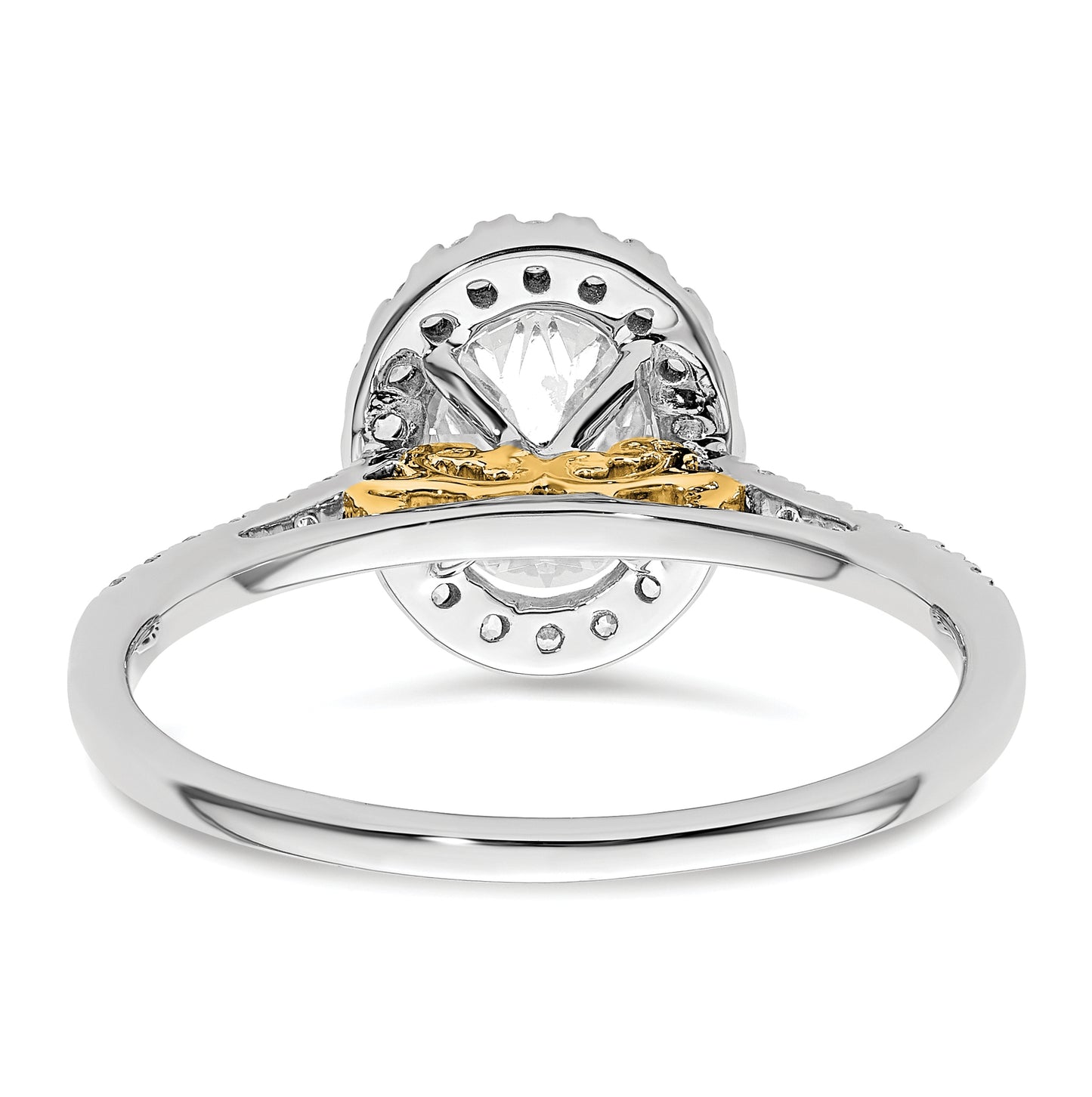 14k Two-tone Halo (Holds 1.25 carat (7.5x5.5mm) Oval Center) 1/3 carat Diamond Semi-mount Engagement Ring