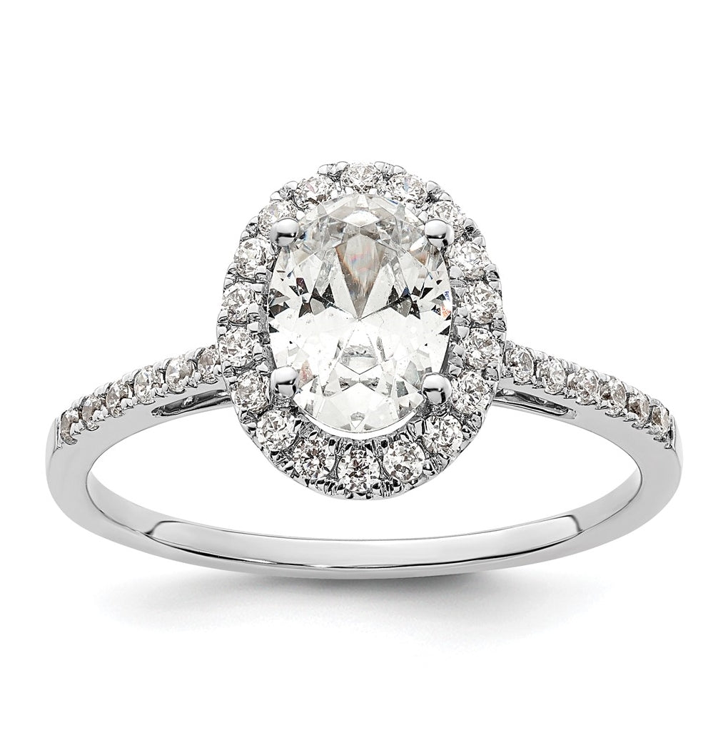 14k Two-tone Halo (Holds 1.25 carat (7.5x5.5mm) Oval Center) 1/3 carat Diamond Semi-mount Engagement Ring
