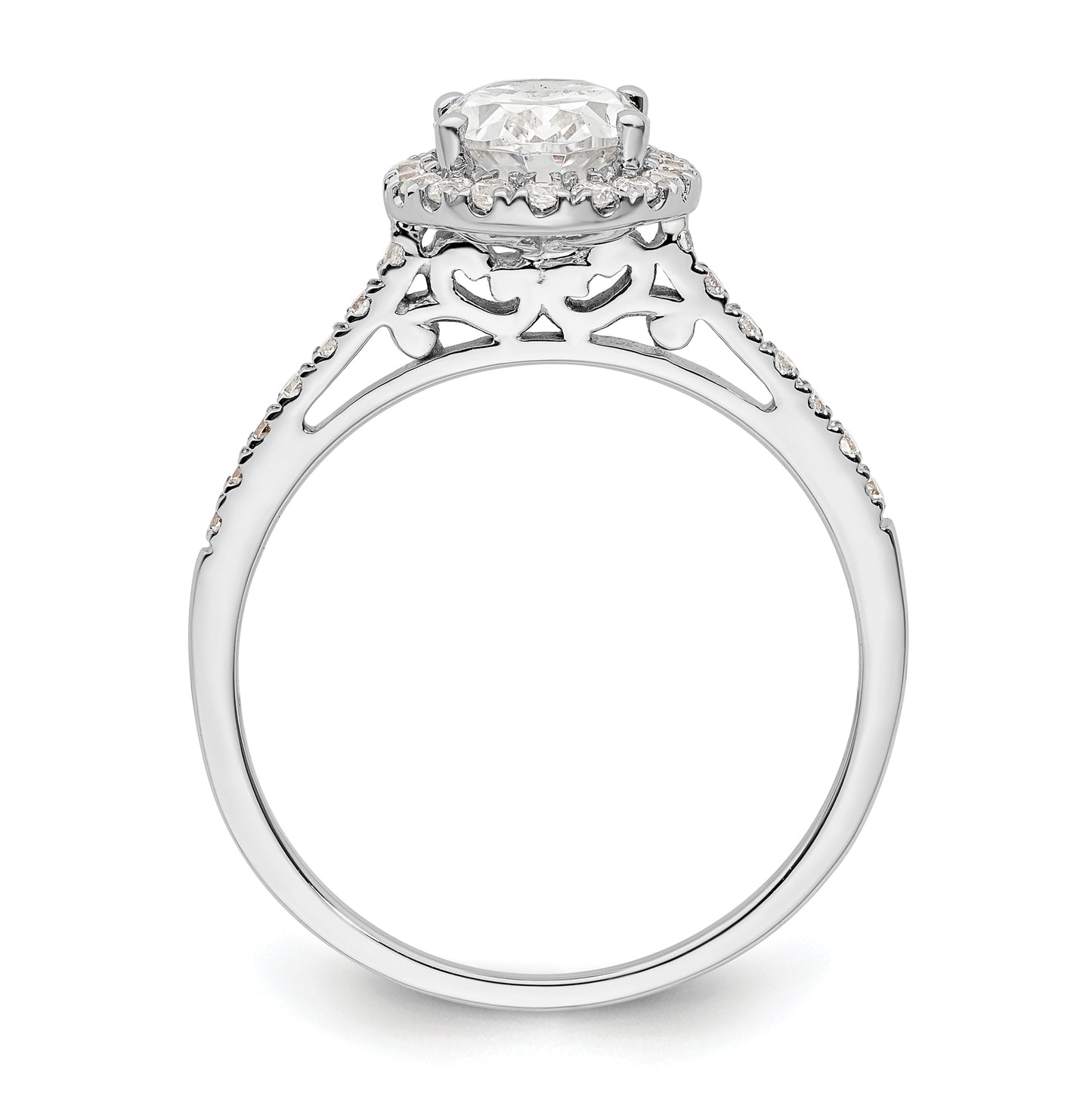 14k White Gold Halo (Holds 1.5 carat (8x6mm) Oval Center) 1/3 carat Diamond Semi-mount Engagement Ring