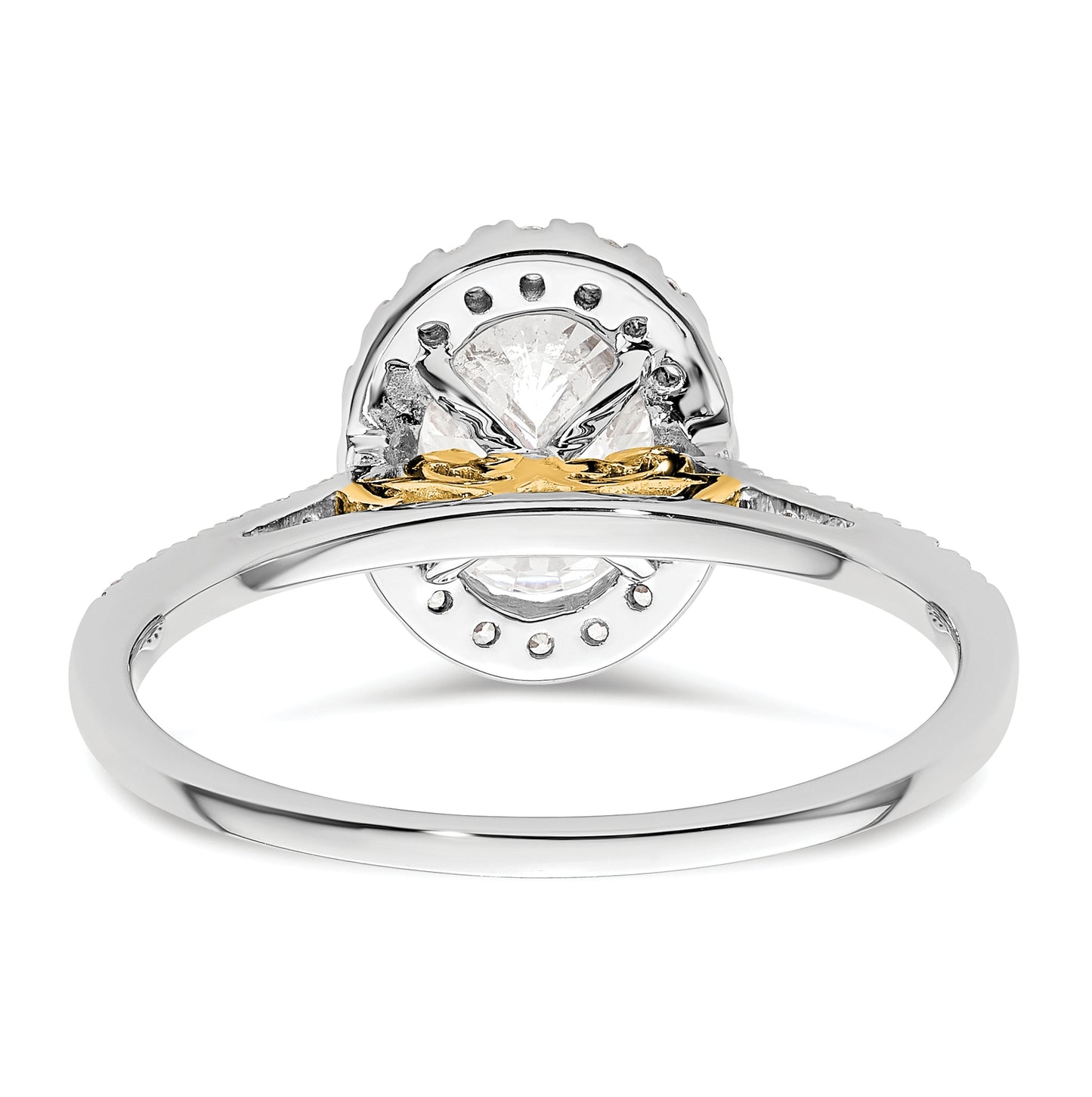 14k Two-tone Halo (Holds 1.5 carat (8x6mm) Oval Center) 1/3 carat Diamond Semi-mount Engagement Ring