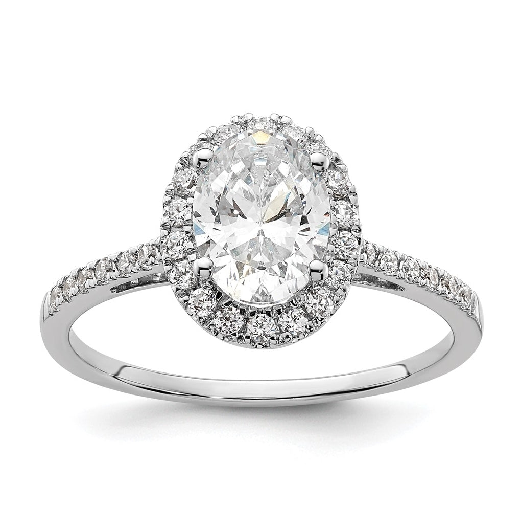 14k Two-tone Halo (Holds 1.5 carat (8x6mm) Oval Center) 1/3 carat Diamond Semi-mount Engagement Ring