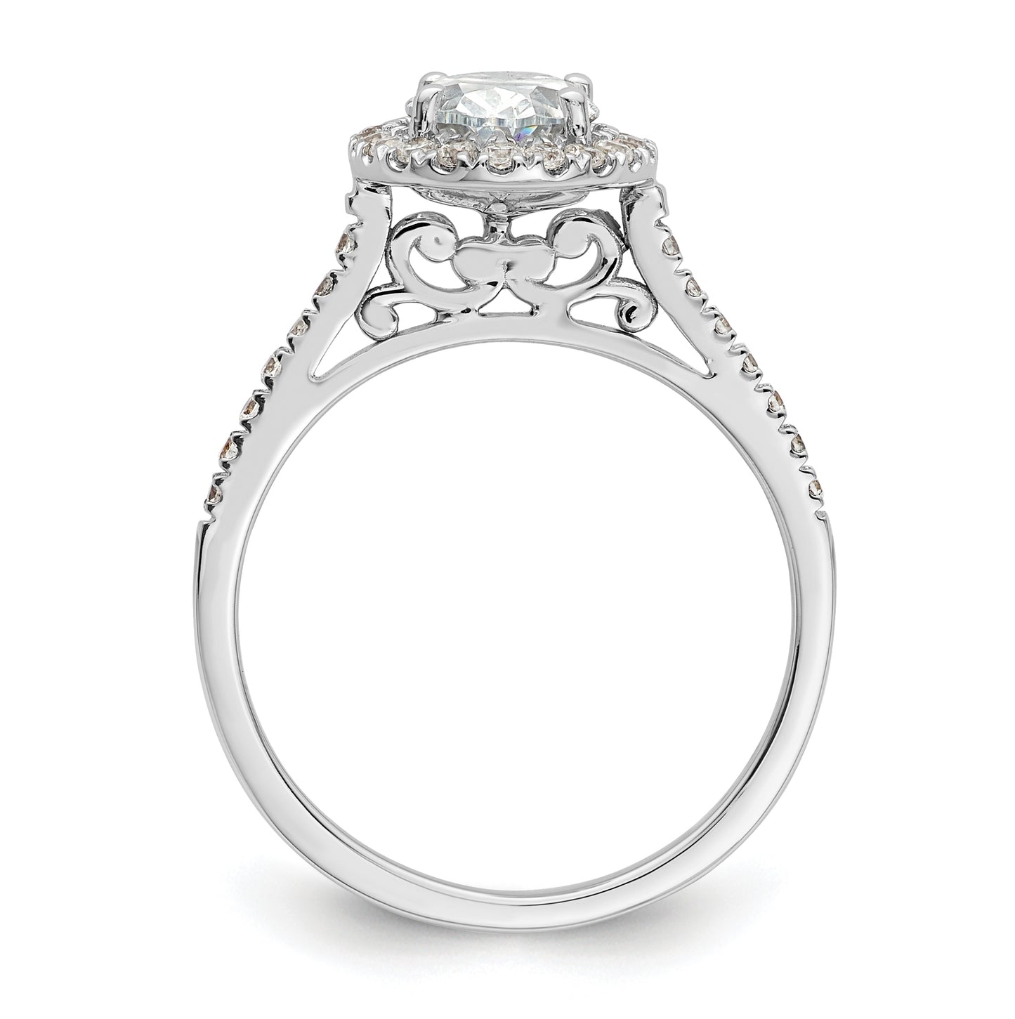 14k White Gold Halo (Holds 2 carat (8.5x6.5mm) Oval Center) 1/3 carat Diamond Semi-mount Engagement Ring