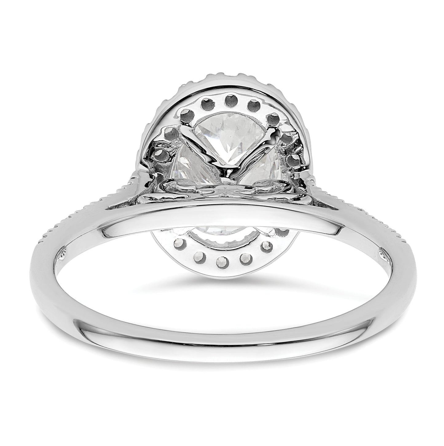 14k White Gold Halo (Holds 2 carat (8.5x6.5mm) Oval Center) 1/3 carat Diamond Semi-mount Engagement Ring