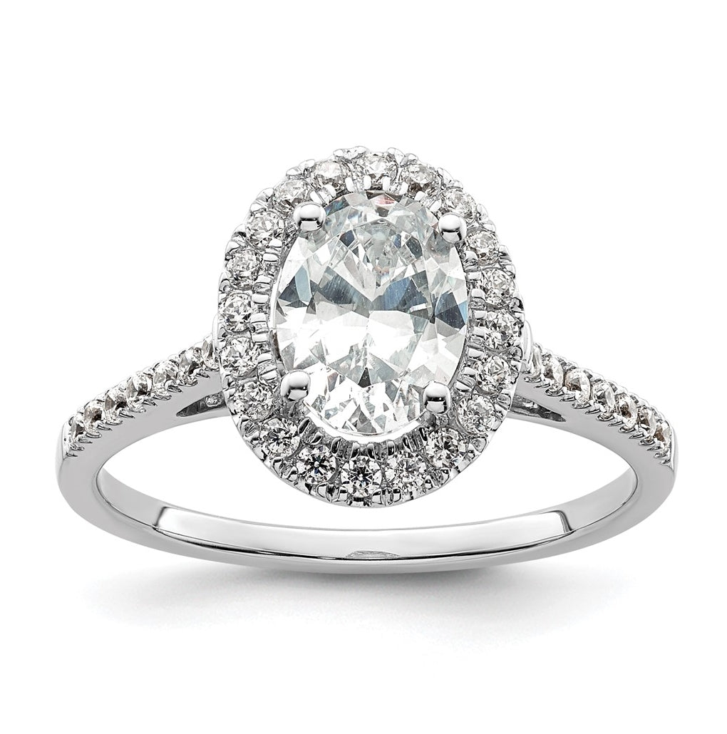 14k Two-tone Halo (Holds 2 carat (8.5x6.5mm) Oval Center) 1/3 carat Diamond Semi-mount Engagement Ring