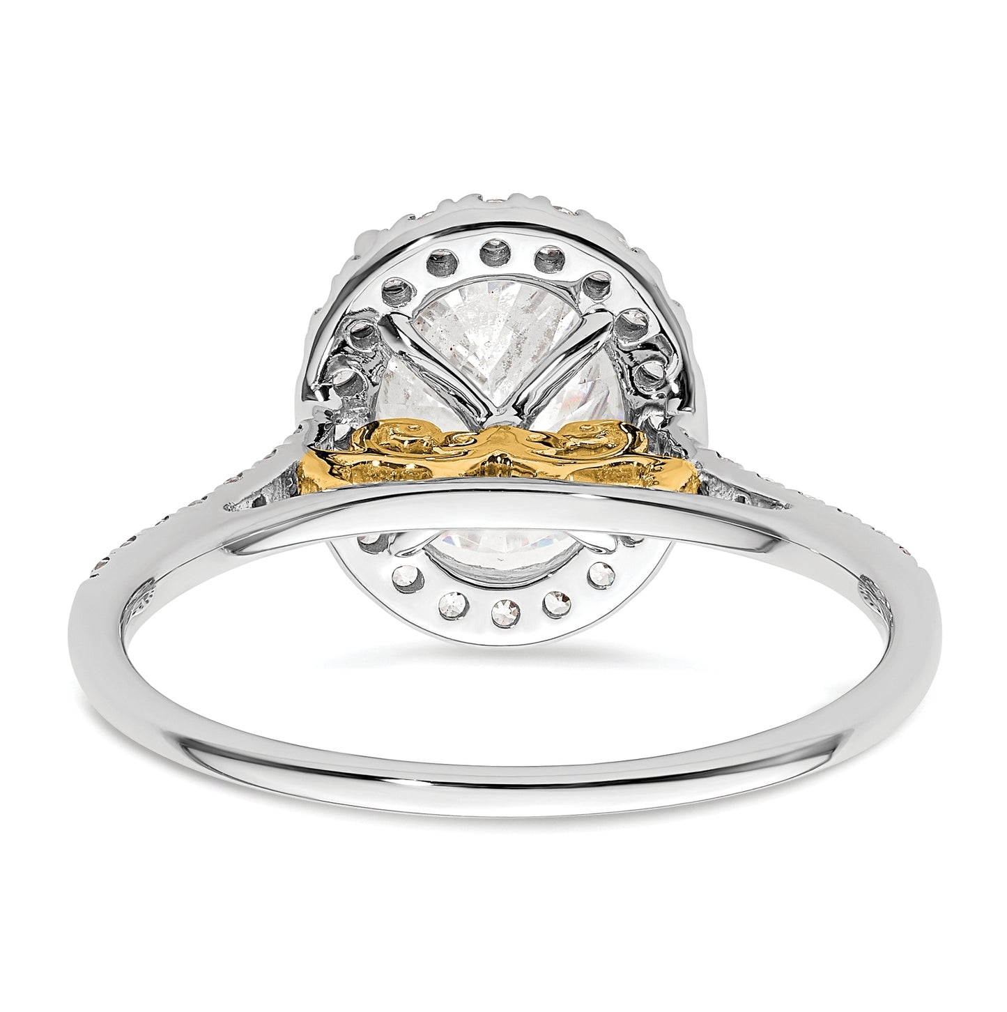 14k Two-tone Halo (Holds 2.5 carat (9x7mm) Oval Center) 1/3 carat Diamond Semi-mount Engagement Ring