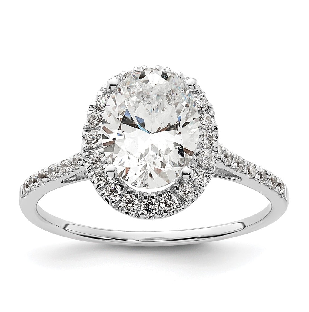 14k Two-tone Halo (Holds 2.5 carat (9x7mm) Oval Center) 1/3 carat Diamond Semi-mount Engagement Ring