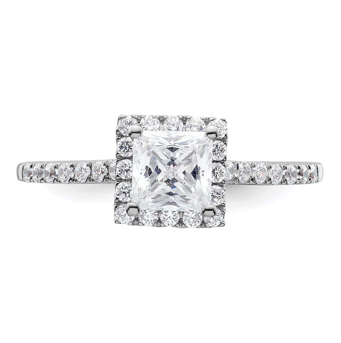 14k Two-tone Halo (Holds 3/4 carat (5.00mm) Princess Center) 1/3 carat Diamond Semi-mount Engagement Ring