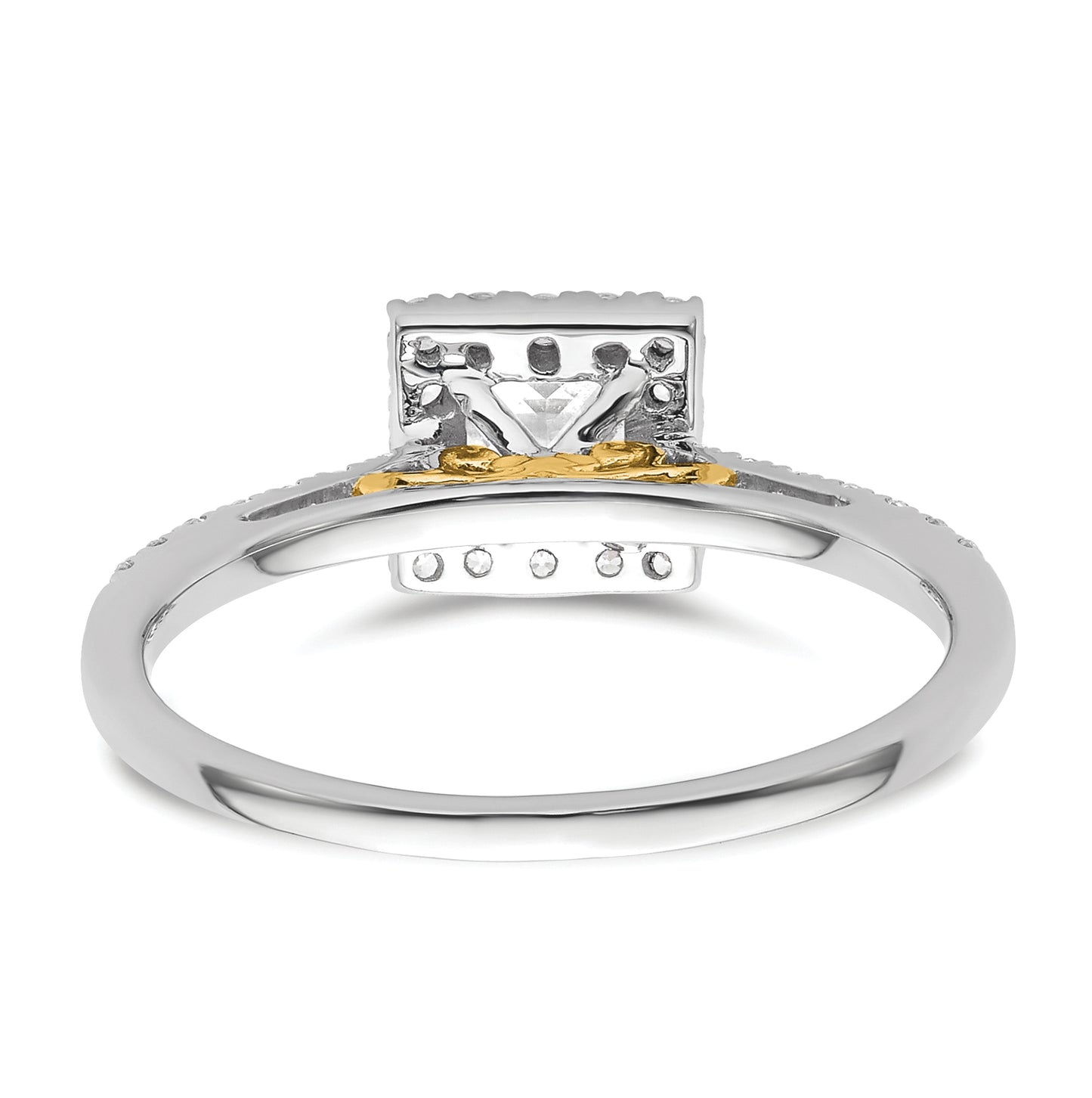 14k Two-tone Halo (Holds 3/4 carat (5.00mm) Princess Center) 1/3 carat Diamond Semi-mount Engagement Ring