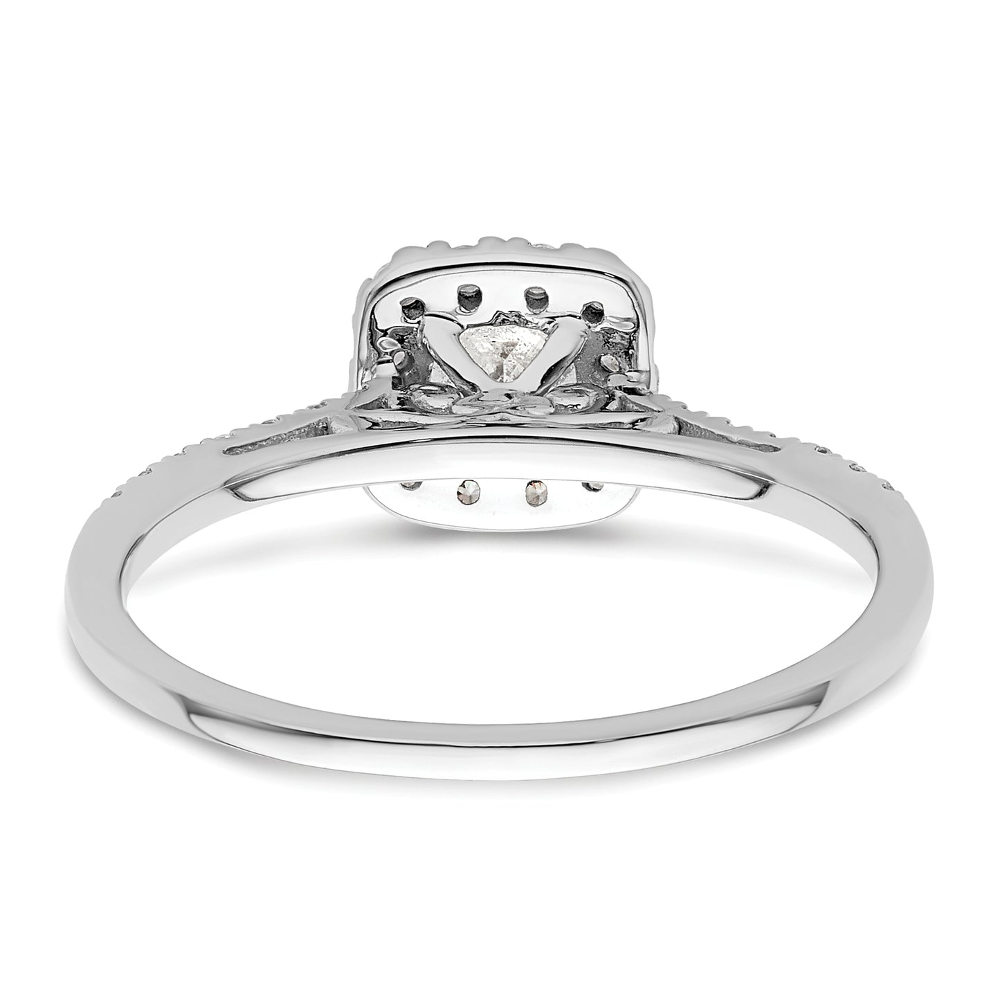 14k White Gold Halo (Holds 1/2 carat (4.5mm) Cushion Center) 1/4 carat Diamond Semi-mount Engagement Ring
