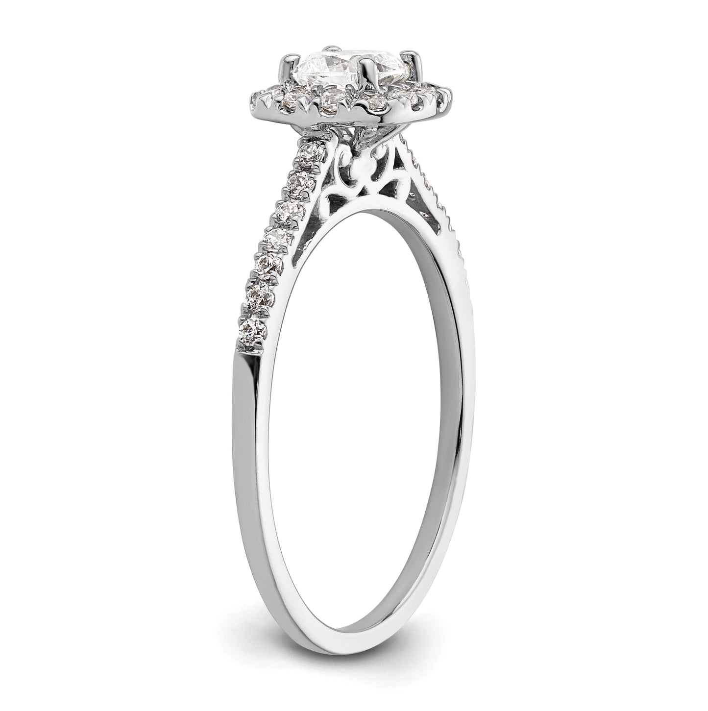 14k White Gold Halo (Holds 1/2 carat (4.5mm) Cushion Center) 1/4 carat Diamond Semi-mount Engagement Ring