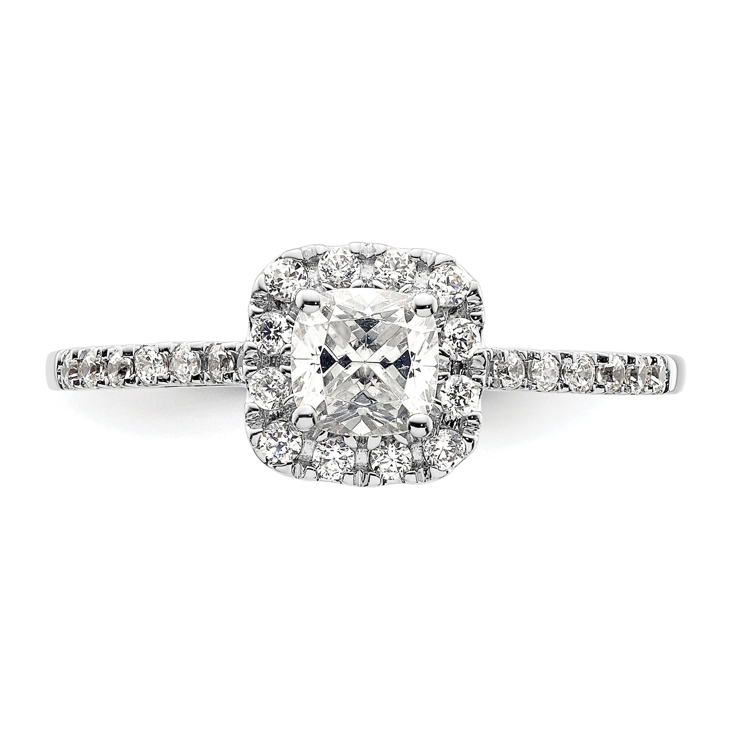 14k Two-tone Halo (Holds 1/2 carat (4.5mm) Cushion Center) 1/4 carat Diamond Semi-mount Engagement Ring