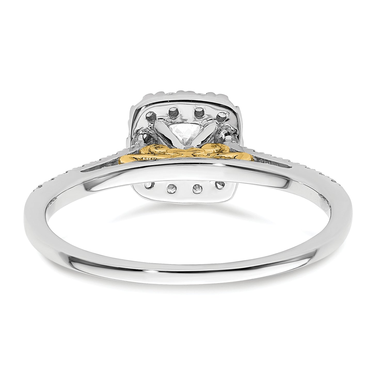 14k Two-tone Halo (Holds 3/4 carat (4.8mm) Cushion Center) 1/4 carat Diamond Semi-mount Engagement Ring