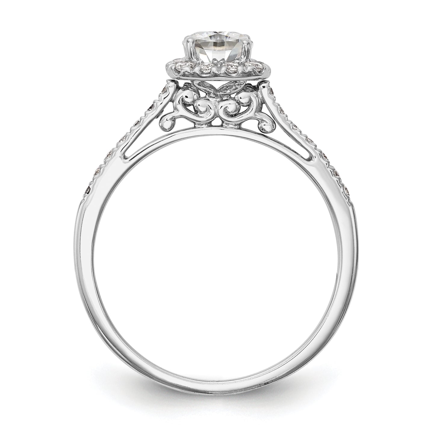 14k White Gold Halo (Holds 1 carat (5.3mm) Cushion Center) 1/4 carat Diamond Semi-mount Engagement Ring