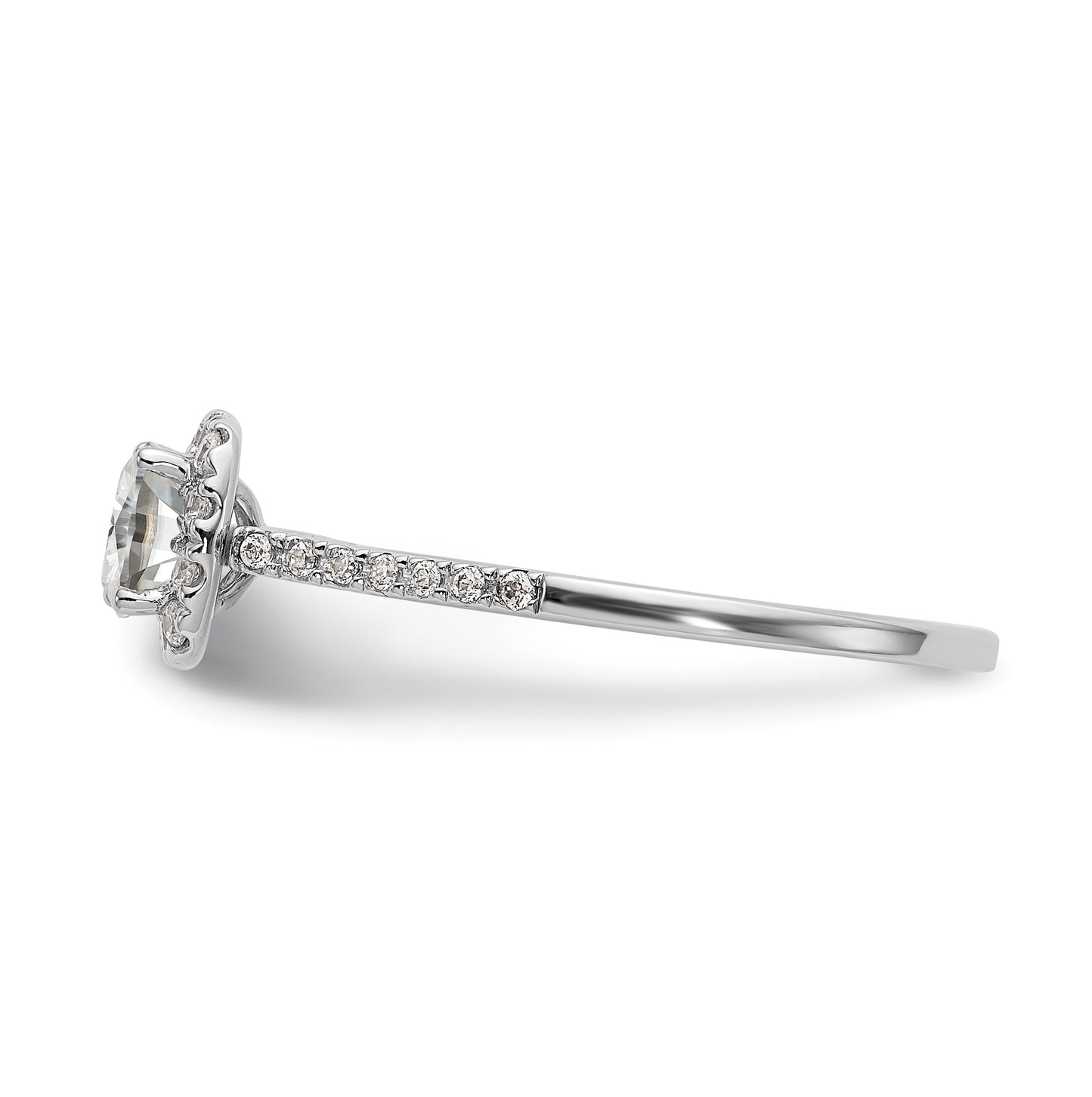 14k White Gold Halo (Holds 1 carat (5.3mm) Cushion Center) 1/4 carat Diamond Semi-mount Engagement Ring