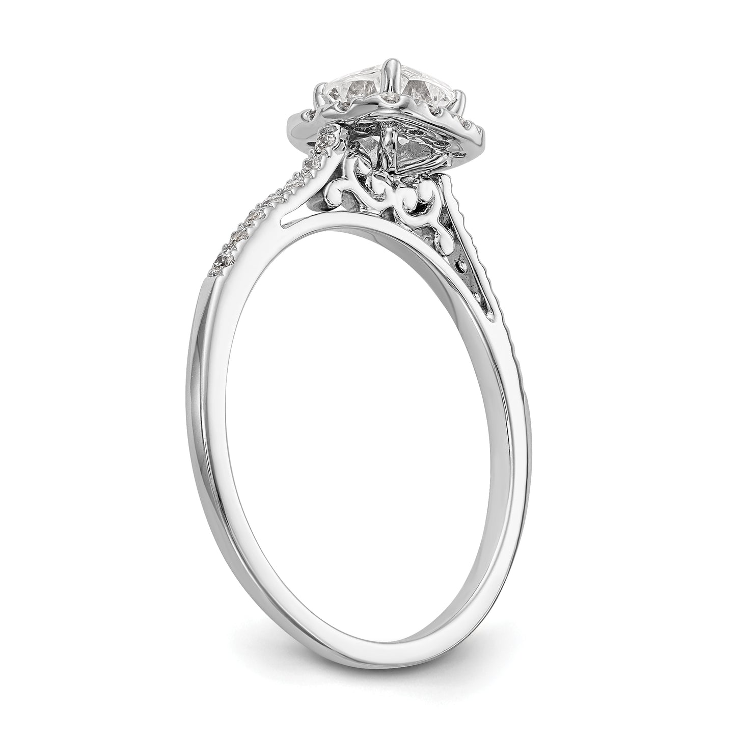 14k White Gold Halo (Holds 1 carat (5.3mm) Cushion Center) 1/4 carat Diamond Semi-mount Engagement Ring