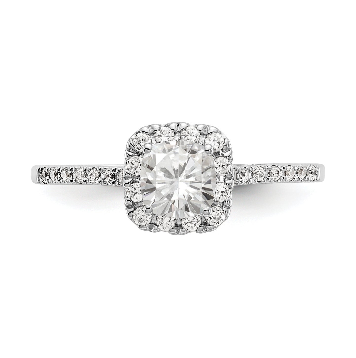 14k Two-tone Halo (Holds 1 carat (5.3mm) Cushion Center) 1/4 carat Diamond Semi-mount Engagement Ring