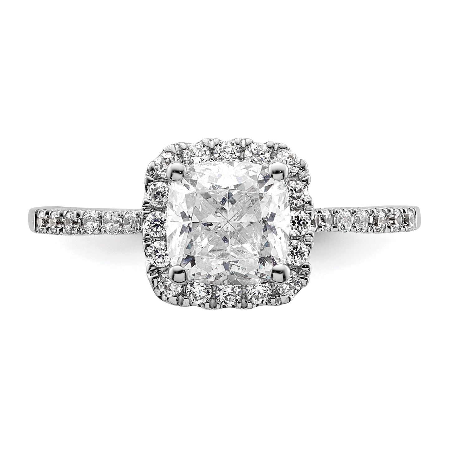 14k White Gold Halo (Holds 1.25 carat (6.00mm) Cushion Center) 1/4 carat Diamond Semi-mount Engagement Ring