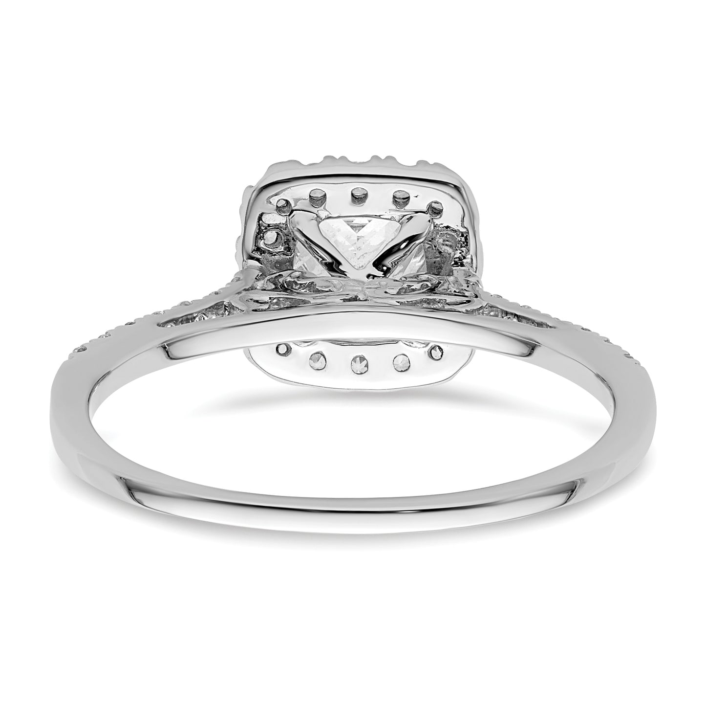 14k White Gold Halo (Holds 1.25 carat (6.00mm) Cushion Center) 1/4 carat Diamond Semi-mount Engagement Ring