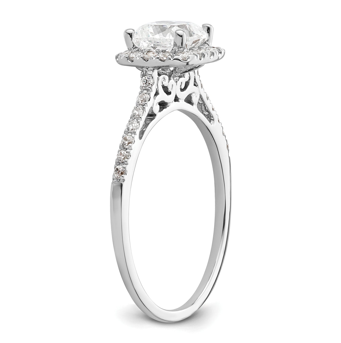 14k White Gold Halo (Holds 1.25 carat (6.00mm) Cushion Center) 1/4 carat Diamond Semi-mount Engagement Ring