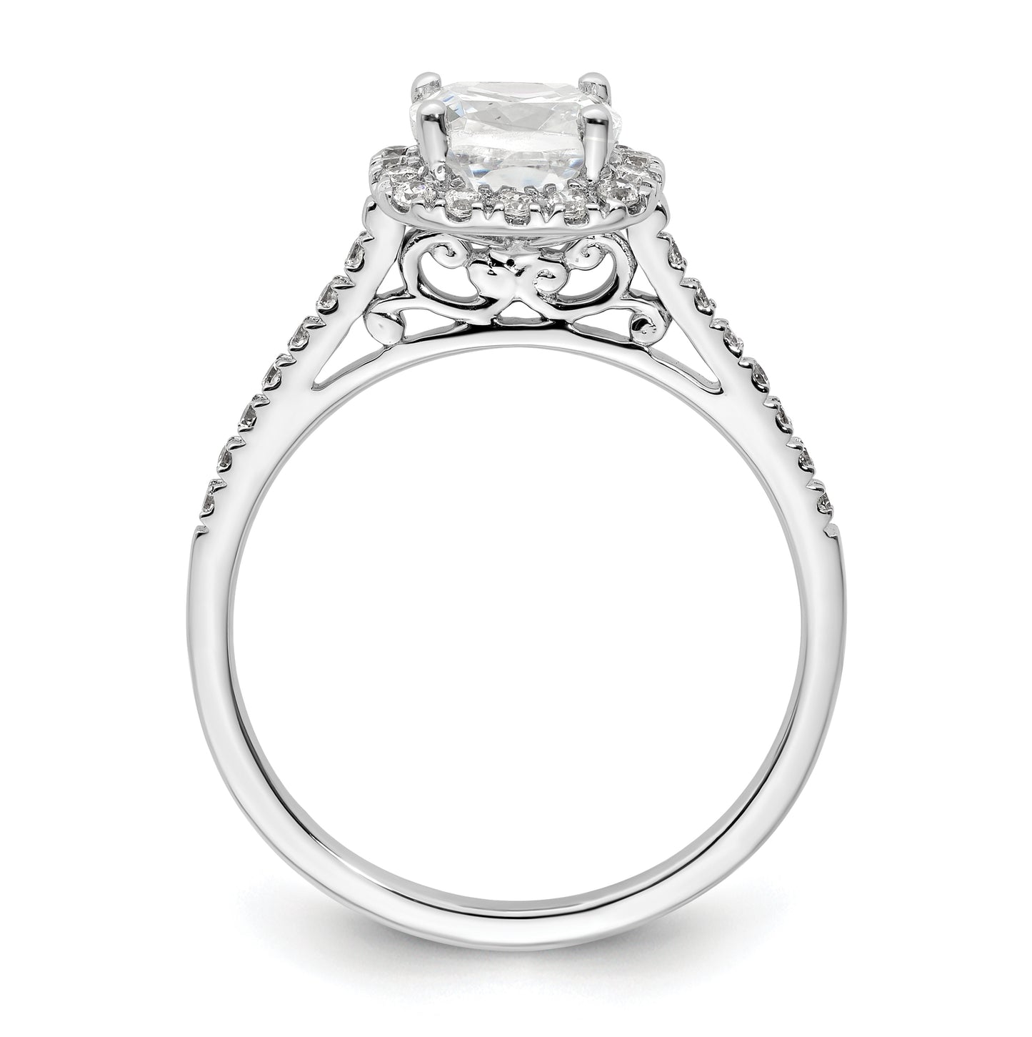 14k White Gold Halo (Holds 1.5 carat (6.5mm) Cushion Center) 1/4 carat Diamond Semi-mount Engagement Ring