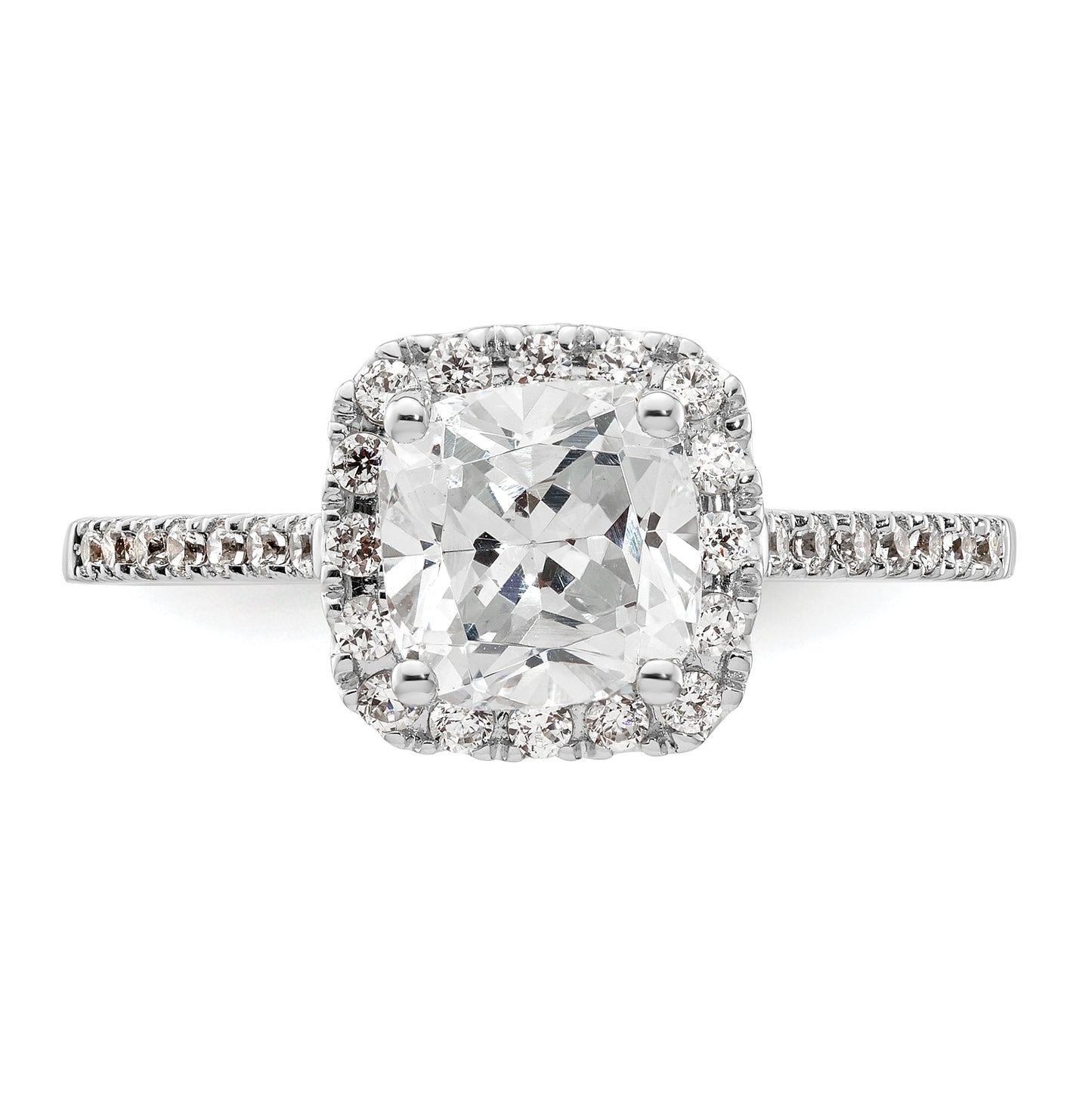 14k White Gold Halo (Holds 1.5 carat (6.5mm) Cushion Center) 1/4 carat Diamond Semi-mount Engagement Ring