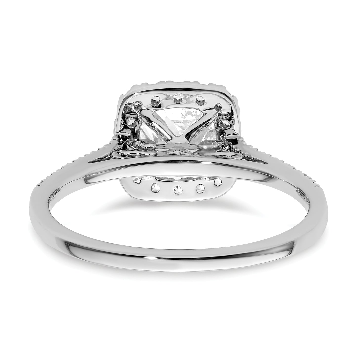 14k White Gold Halo (Holds 1.5 carat (6.5mm) Cushion Center) 1/4 carat Diamond Semi-mount Engagement Ring