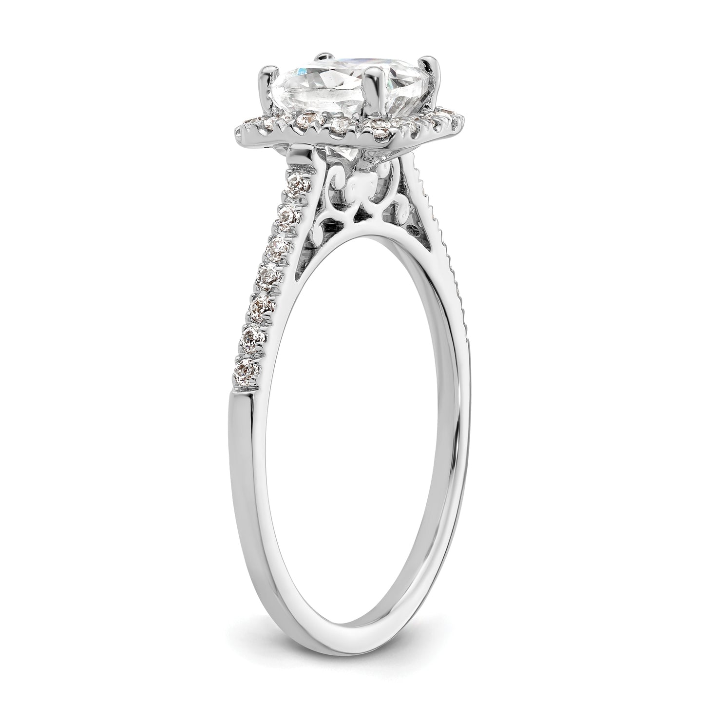 14k White Gold Halo (Holds 1.5 carat (6.5mm) Cushion Center) 1/4 carat Diamond Semi-mount Engagement Ring