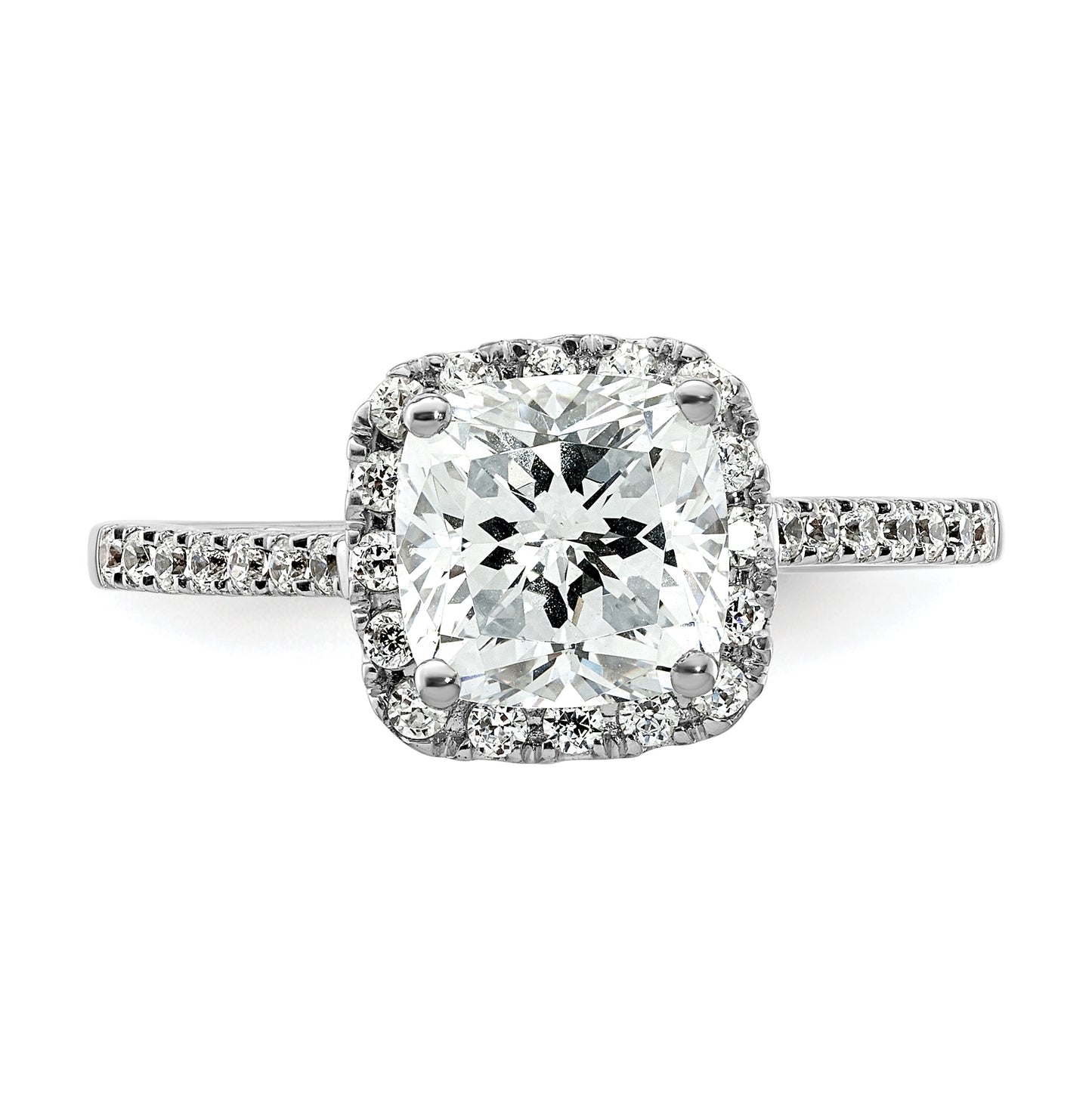 14k Two-tone Halo (Holds 1.75 carat (6.9mm) Cushion Center) 1/4 carat Diamond Semi-mount Engagement Ring