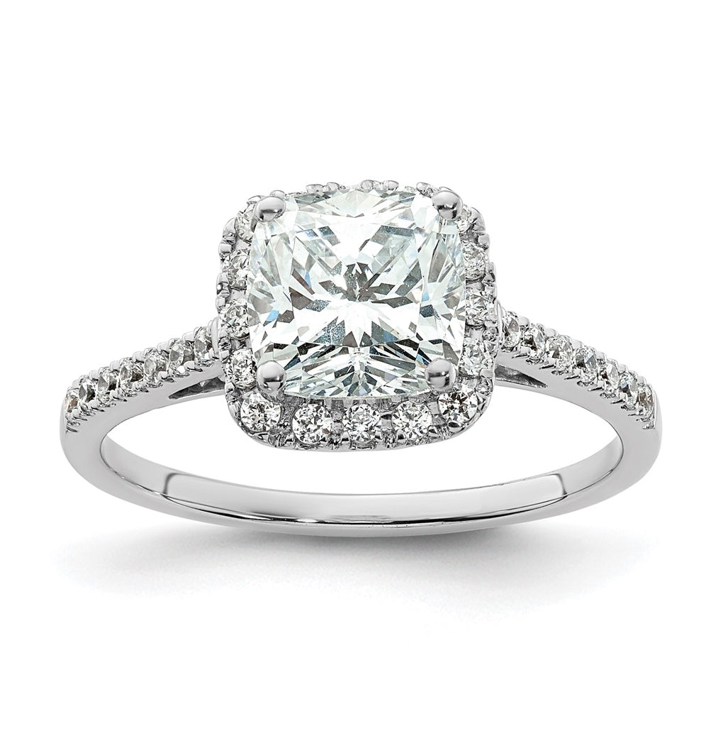 14k Two-tone Halo (Holds 1.75 carat (6.9mm) Cushion Center) 1/4 carat Diamond Semi-mount Engagement Ring