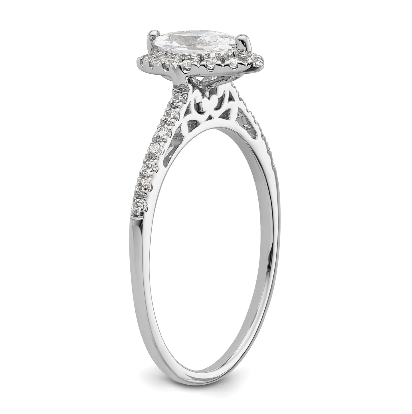 14k White Gold Halo (Holds 1/3 carat (7.0x3.5mm) Marquise Center) 1/4 carat Diamond Semi-mount Engagement Ring