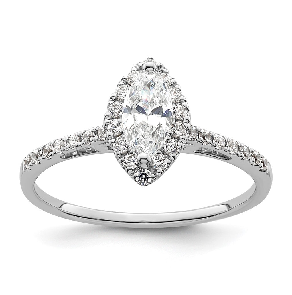 14k White Gold Halo (Holds 1/3 carat (7.0x3.5mm) Marquise Center) 1/4 carat Diamond Semi-mount Engagement Ring