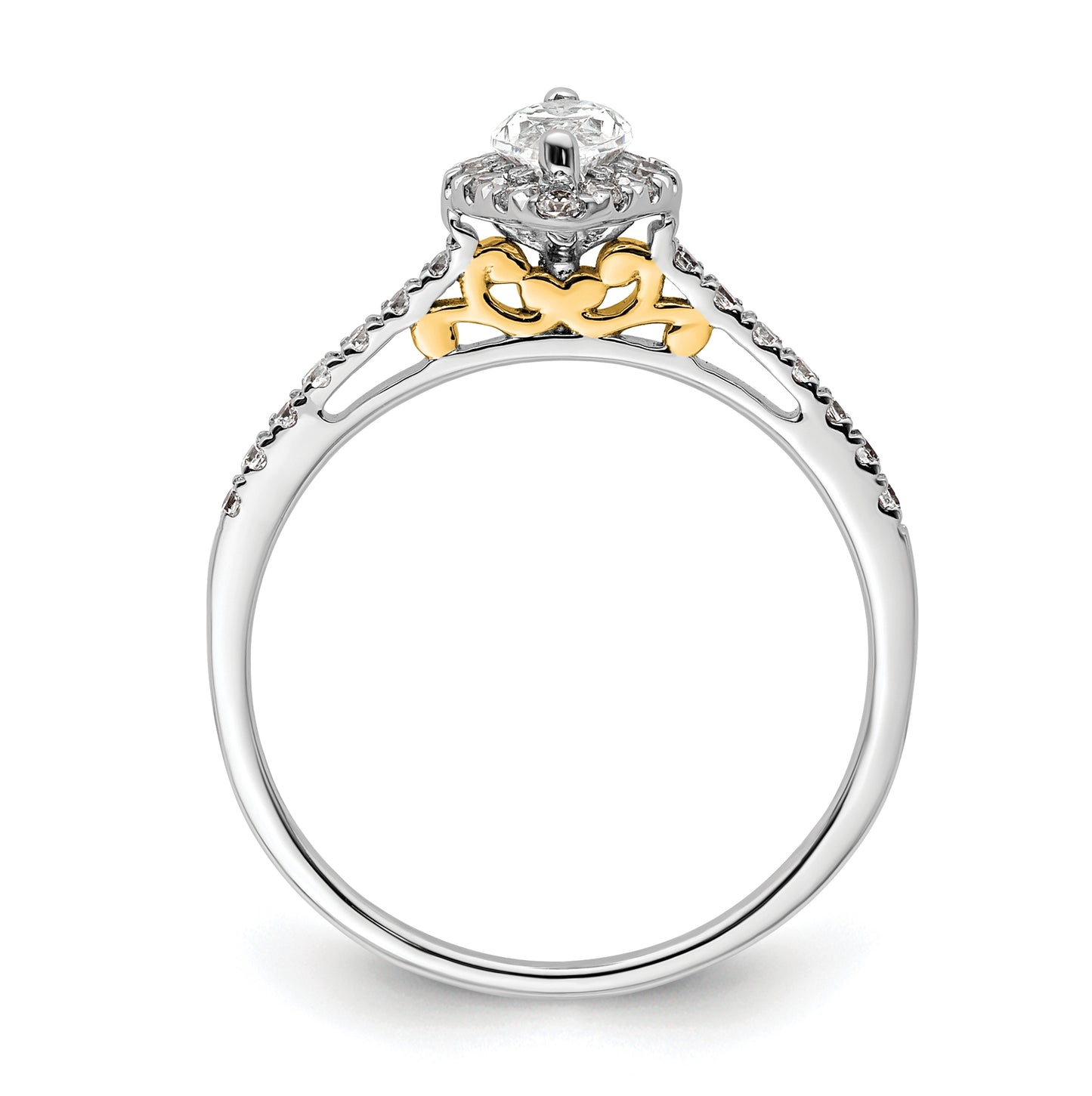14k Two-tone Halo (Holds 1/3 carat (7.0x3.5mm) Marquise Center) 1/4 carat Diamond Semi-mount Engagement Ring