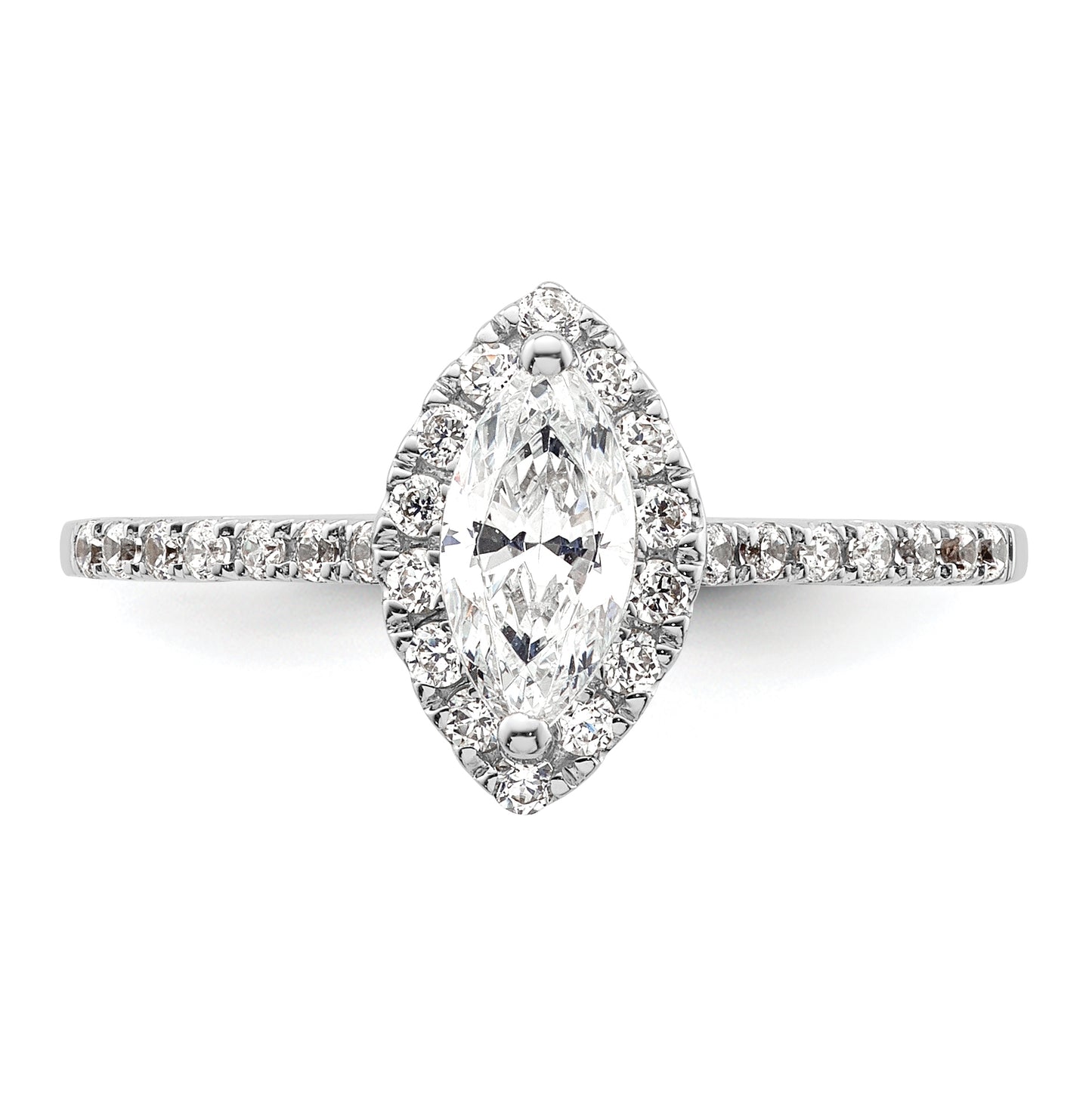 14k Two-tone Halo (Holds 1/3 carat (7.0x3.5mm) Marquise Center) 1/4 carat Diamond Semi-mount Engagement Ring