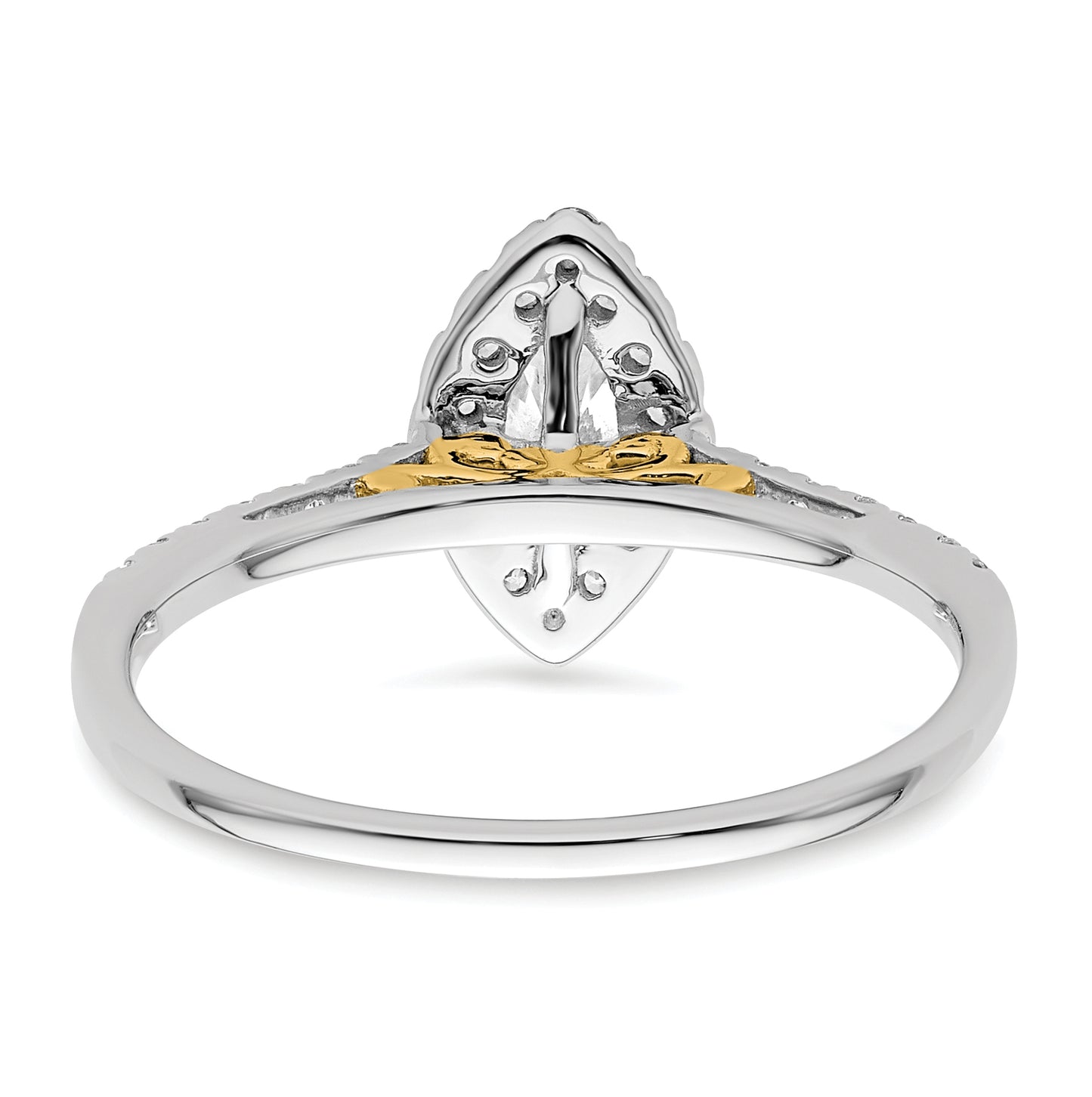 14k Two-tone Halo (Holds 1/3 carat (7.0x3.5mm) Marquise Center) 1/4 carat Diamond Semi-mount Engagement Ring