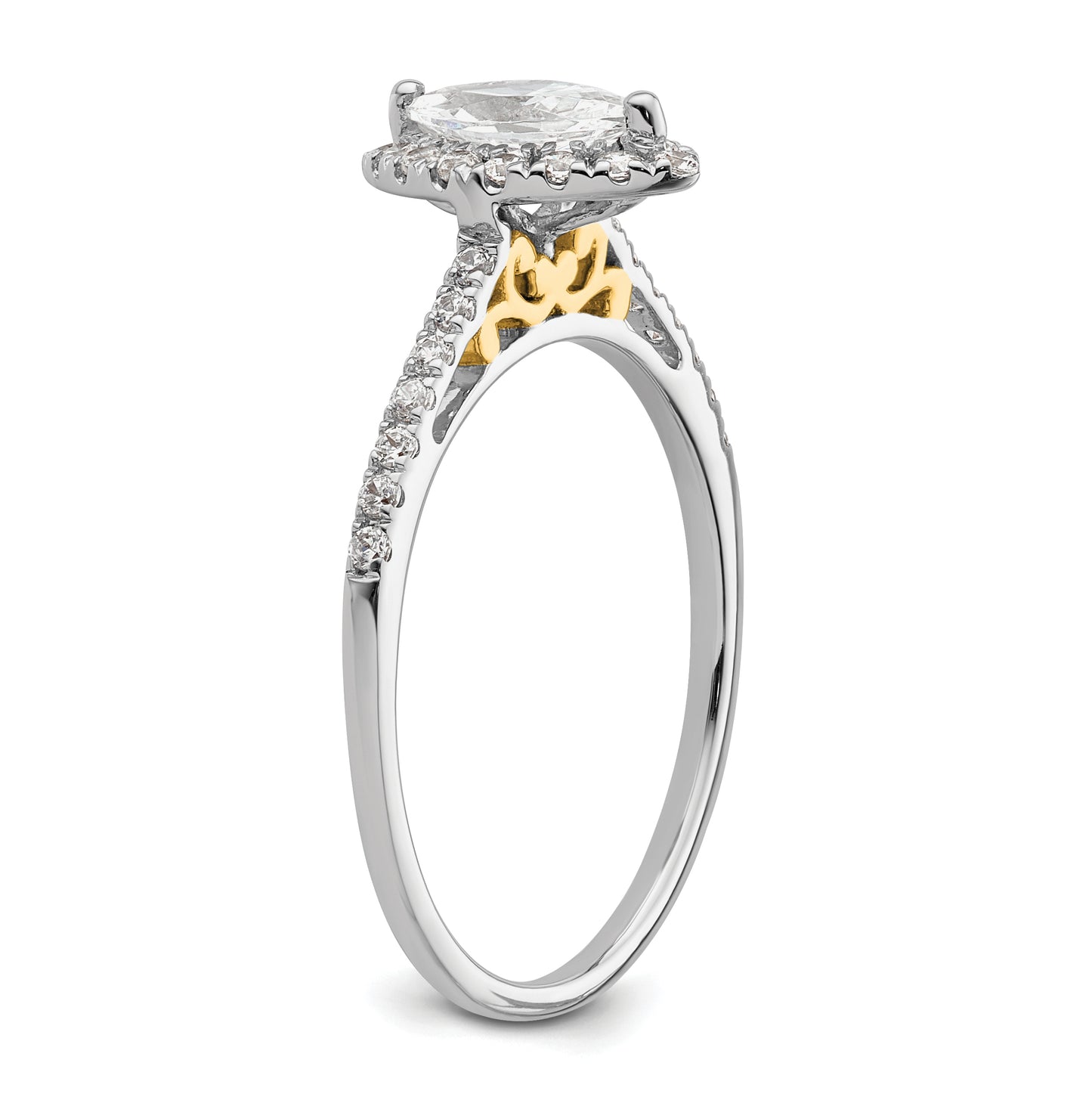 14k Two-tone Halo (Holds 1/3 carat (7.0x3.5mm) Marquise Center) 1/4 carat Diamond Semi-mount Engagement Ring