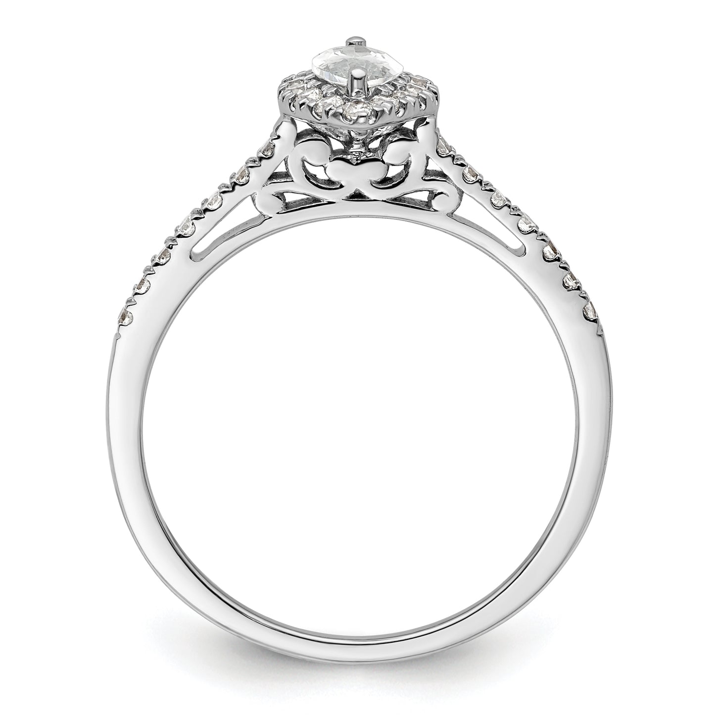 14k White Gold Halo (Holds 1/2 carat (8x4mm) Marquise Center) 1/4 carat Diamond Semi-mount Engagement Ring